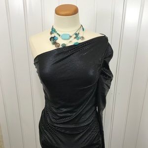 Cefian black faux snakeskin one shoulder dress S